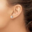 Sterling Silver Rho-plated 6-7mm White Button FWC Pearl Post Earrings