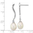 Sterling Silver Rhodium-plated 7x9mm Teardrop FWC Pearl Dangle Earrings
