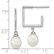 Sterling Silver Rhodium-plated 7-8mm White Rice FWC Pearl Square Earrings
