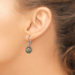 Sterling Silver Rhodium-plated 9-10mm Black Teardrop Tahitian Saltwater Cultured Pearl Dangle Leverback Earrings - Birthstone Company