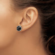 Sterling Silver Polished & Twisted Edge Round Onyx Post Earrings