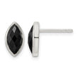 Sterling Silver Polished Marquise Onyx Post Earrings - Birthstone Company