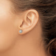Sterling Silver Rhod-plated Polished Created Opal & CZ Halo Post Earrings - Birthstone Company