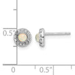 Sterling Silver Rhod-plated Polished Created Opal & CZ Halo Post Earrings - Birthstone Company
