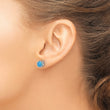 Sterling Silver Rhodium-plated Polished Blue Created Opal Post Earrings - Birthstone Company