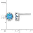 Sterling Silver Rhodium-plated Polished Blue Created Opal Post Earrings - Birthstone Company
