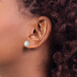 Sterling Silver RH-pltd Polished Created Opal/CZ Round Halo Post Earrings - Birthstone Company