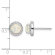 Sterling Silver RH-pltd Polished Created Opal/CZ Round Halo Post Earrings - Birthstone Company