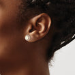 Sterling Silver Rose-tone Polished Created Opal & CZ Halo Post Earrings - Birthstone Company