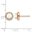 Sterling Silver Rose-tone Polished Created Opal & CZ Halo Post Earrings - Birthstone Company