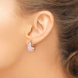 Sterling Silver Rose-tone Polished Pink Created Opal Inlay Hoop Earrings - Birthstone Company
