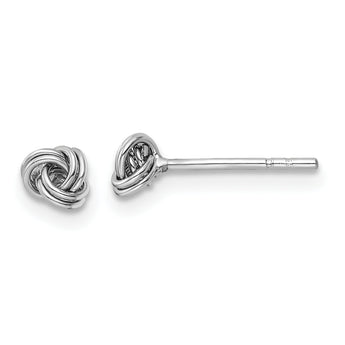 Sterling Silver Rhodium-plated Post Love Knot Earrings