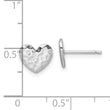 Sterling Silver Rhodium-plated Polished Hammered Heart Post Earrings
