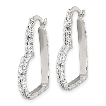 Sterling Silver CZ Heart Hoop Earrings - Birthstone Company