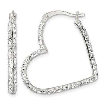 Sterling Silver CZ Heart Hoop Earrings - Birthstone Company