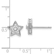 Sterling Silver Polished Rhodium-plated CZ Star Post Earrings
