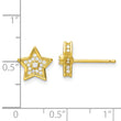 Sterling Silver Polished Gold-tone CZ Star Post Earrings