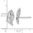 Sterling Silver Rhodium-plated Polished CZ Leaf Post Earrings
