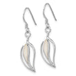 Sterling Silver Rhodium-plated Polished MOP Leaf Shepherds Hook Earrings