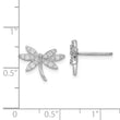 Sterling Silver Rhodium-plated CZ Dragonfly Post Earrings