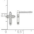 Sterling Silver Rhod-plated Polished CZ Passion Cross Post Earrings