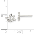 Sterling Silver Polished CZ Dove Post Earrings
