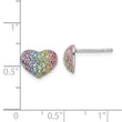 Sterling Silver Rhodium-plated Rainbow Crystal Heart Post Earrings