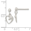 Sterling Silver Rhodium-plated Open Heart Horse Head Dangle Earrings