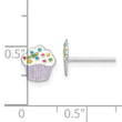 Sterling Silver Rhodium-plated Polished Multi-color Enameled Cupcake Children's Post Earrings