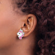 Sterling Silver Rhodium-plated Polished Multi-color Enamel Unicorn Head Children's Post Earrings
