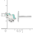 Sterling Silver Rhodium-plated Polished Multi-color Enameled Blue Unicorn Children's Post Earrings