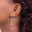 Sterling Silver Rhod-pltd Pink Enamel Flamingo Children's Dangle Earrings