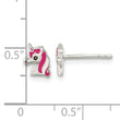 Sterling Silver Polished Multi-color Enameled Unicorn Head Children's Post Earrings