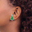 Sterling Silver Rhodium-plated Polished Multi-color Enameled Christmas Tree Children's Post Earrings