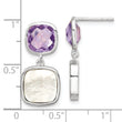 Sterling Silver Rhod-plated 7.36Amethyst/MOP Post Dangle Earrings