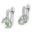 SS RH-plated 1.05t.w. Green Quartz/White Topaz Hinged Earrings