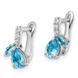 Sterling Silver Rhodium-plated Swiss BT/White Topaz Hinged Earrings - Birthstone Company