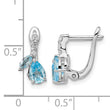 Sterling Silver Rhodium-plated Swiss BT/White Topaz Hinged Earrings - Birthstone Company
