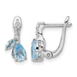Sterling Silver Rhodium-plated Swiss BT/White Topaz Hinged Earrings - Birthstone Company