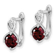 SS RH-plated 2.08t.w. Garnet/White Topaz Hinged Earrings - Birthstone Company