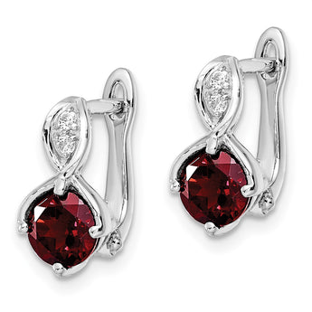 SS RH-plated 2.08t.w. Garnet/White Topaz Hinged Earrings - Birthstone Company