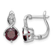 SS RH-plated 2.08t.w. Garnet/White Topaz Hinged Earrings - Birthstone Company
