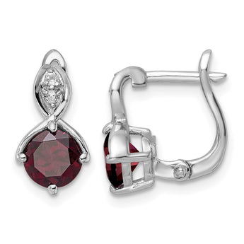 SS RH-plated 2.08t.w. Garnet/White Topaz Hinged Earrings - Birthstone Company