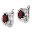 SS RH-plated 2.32t.w. Garnet/White Topaz Oval Hinged Earrings - Birthstone Company