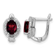SS RH-plated 2.32t.w. Garnet/White Topaz Oval Hinged Earrings - Birthstone Company
