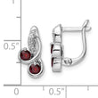 SS Rhod-plate .68t.w. Garnet/White Topaz Swirl Hinged Earring