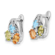 Sterling Silver RH-plated 1.50t.w. PE/CI/LSBT/WT Hinged Earrings - Birthstone Company