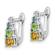 Sterling Silver RH-plated .77t.w. PE/CI/BT/WT Hinged Earrings - Birthstone Company