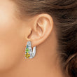 Sterling Silver RH-plated .77t.w. PE/CI/BT/WT Hinged Earrings - Birthstone Company