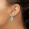 Sterling Silver RH-plated .85t.w. PE/CI/GA/WT Hinged Earrings - Birthstone Company